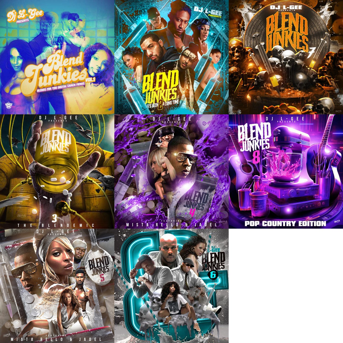 DJ L-Gee Blend Junkies Volumes 1-8 mixtapes on USB Flash Thumb Drive