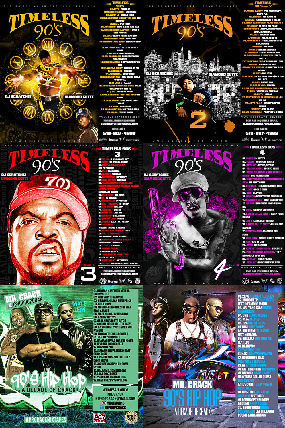 6 Hip Hop mixtapes with music from the 1990's on USB Flash Thumb Drive