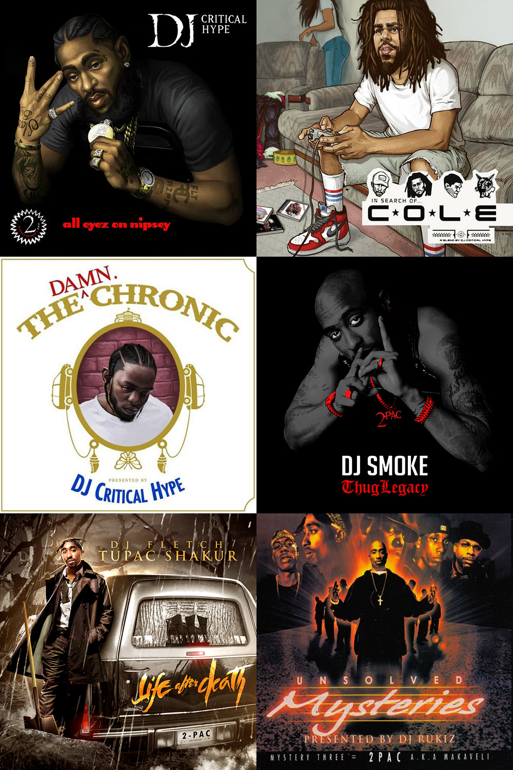 6 blend mixtapes with 2Pac, J.Cole, Kendrick Lamar & Nipsey Hu$$le on USB Flash Thumb Drive