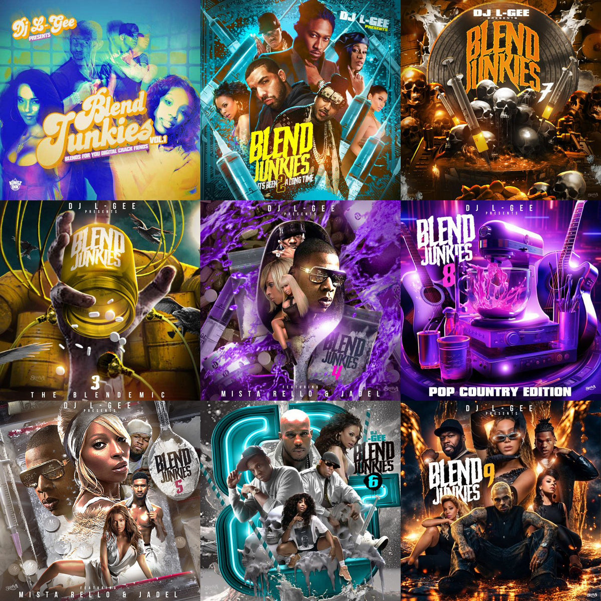 DJ L-Gee Blend Junkies Volumes 1-9 mixtapes on USB Flash Thumb Drive